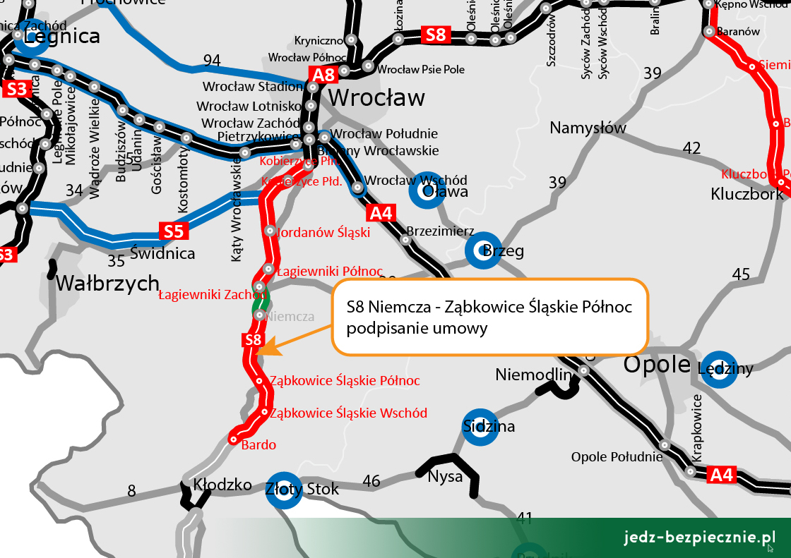 Podpisanie umowy na projekt i budowę odcinka S8 Niemcza - Ząbkowice Śląskie, województwo dolnośląskie